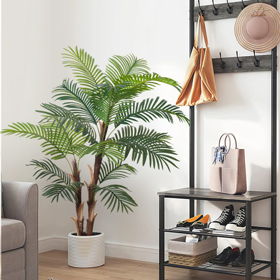 Artificial Palm Tree 6FT, Fake Tree with Realistic Fiber Trunks , Faux Tropical Areca Floor Plant in Pot, Artificial Silk Plant for Home Decor Office Decor Indoor