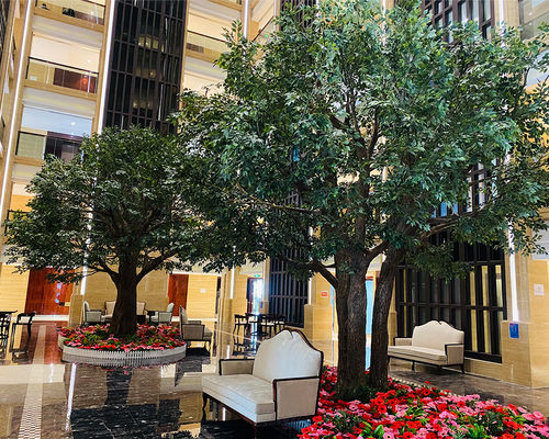 10-13ft personalizzabile grande albero artificiale di fico di banani con tetto denso - centro della hall per spazi commerciali