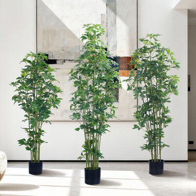 Pianta Artificiale di Schefflera Multi-Fusto 120cm 150cm 180cm | Falso Arboricola per Arredamento Interni Ufficio e Casa