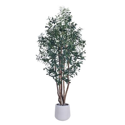 Alto livello 6FT Falso Albero d'oliva Multi tronco interno Albero artificiale nero Olive con tronco di legno naturale per la casa