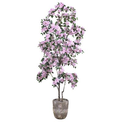 Albero artificiale di bougainvillea con fiore in vaso di plastica per il porticato di casa