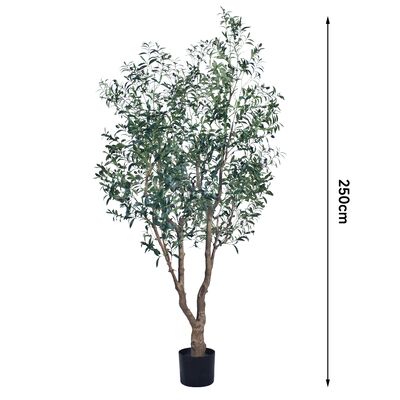 Large Artificial Olive Tree with Real Wood Trunk - 7FT & 8FT Sizes for Hotel Lobby & Luxury Villa Entrance Decor
