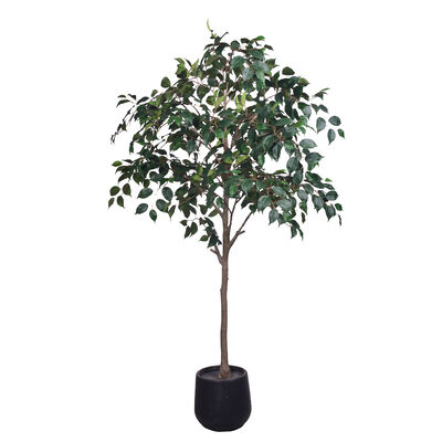 Fico Artificiale D-Style Stereo Realistico | Pianta Finta di Banyan Ignifuga e Resistente ai Raggi UV Personalizzabile, 120/140/180cm, Imballaggio Uniforme con Vaso Nero per Arredamento Interno Commerciale e Domestico